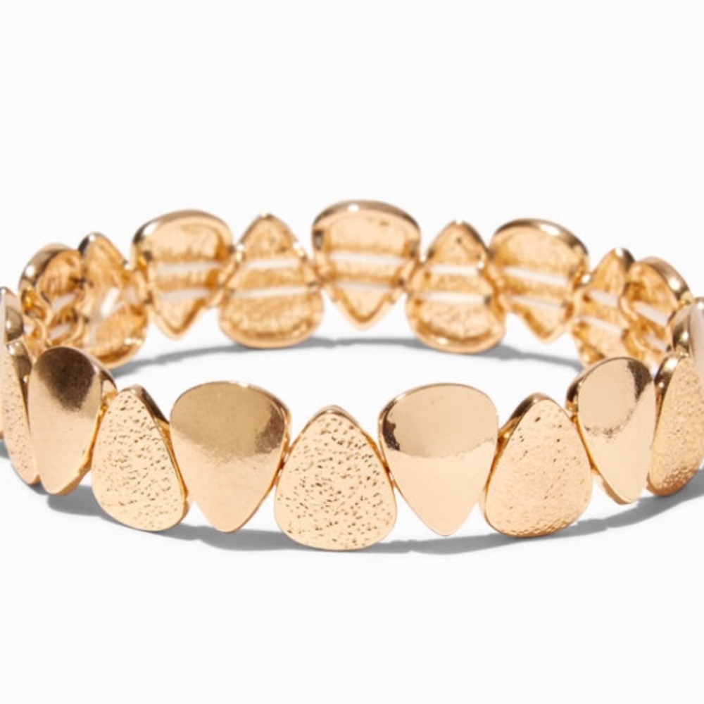 Gold-toned Textured Teardrop Stretch Bracelet